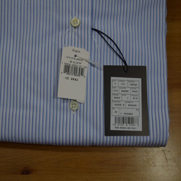 NEW ERMENEGLDO ZEGNA ROSSINI BLUE WHITE DRESS SHIRT DELUXE COTTON XL 43 17 $895 - Picture 16 of 16